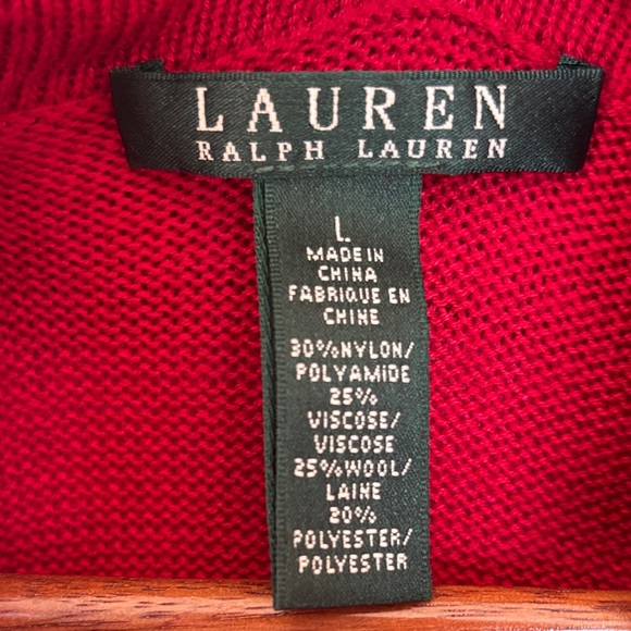 Ralph Lauren Women's Red and Black Striped Cowl Neck Sweater - Picture 3 of 5